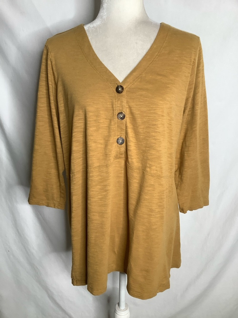 J. Jill Mustard Yellow V-Neck Button Tunic Size L